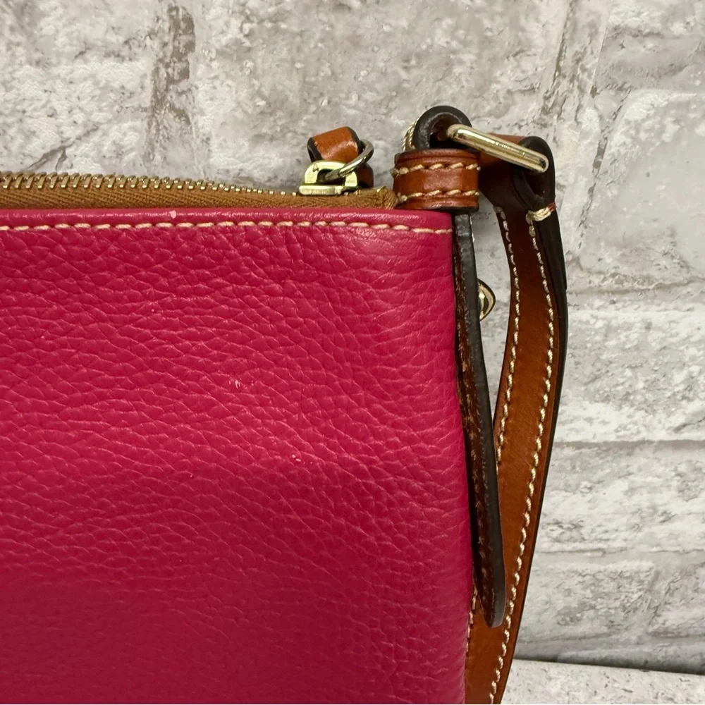 Dooney & Bourke Pebbled Leather Crossbody - Fuchsia with Tan Trim